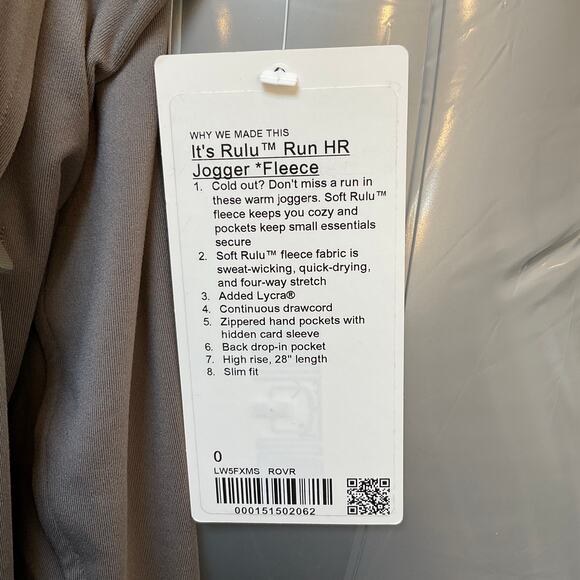 NWT Lululemon Its Rulu Run HR Jogger Fleece Women's Size 0 Gray - Picture 4 of 5